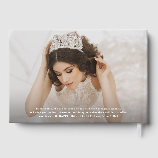 Quinceañera Photo Collage Modern Script Keepsake Gastenboek (Achterkant)