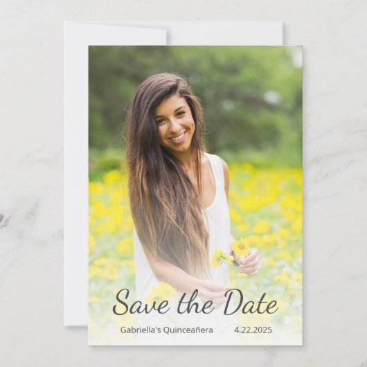 Quinceañera Photo Sauvez la Date Invitation (Devant)