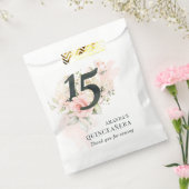 Quinceanera Pink Floral 15e verjaardag Blush Rusti Bedankzakje (Gezegeld)
