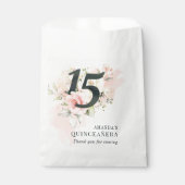 Quinceanera Pink Floral 15e verjaardag Blush Rusti Bedankzakje (Voorkant)