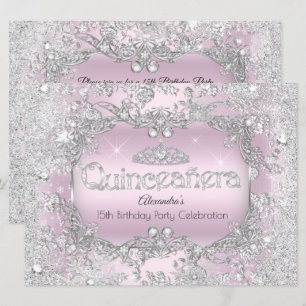 Quinceanera Pink Silver Tiara Winter Wonderland 2 Kaart