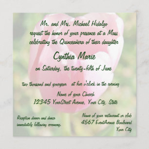 Quinceanera Pink Tulip 15th Birthday Kaart