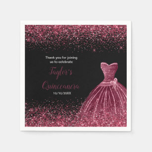 Quinceanera Plum Paarse Faux Glitter Servet