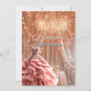 Quinceanera Pretty Roze Jurk Kroonluchter Kroon Kaart