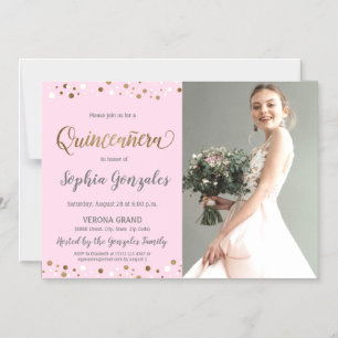 Quinceanera Princess Confetti Foto 15th Birthday Magnetische Uitnodiging
