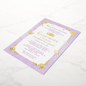 Quinceañera Princess Lila Paars Floral Folie Uitnodiging (Gedraaid)