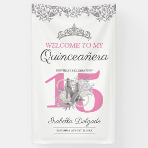 Quinceanera Princess Pink Silver 15th Birthday Spandoek