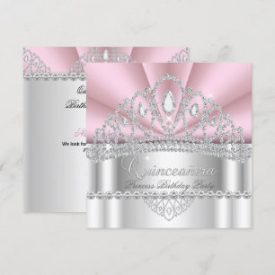 Quinceanera Princess Pink White Diamond Tiara Kaart