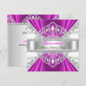 Quinceanera Princess Pink White Diamond Tiara Kaart (Voorkant / Achterkant)