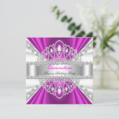 Quinceanera Princess Pink White Diamond Tiara Kaart (Staand voorkant)