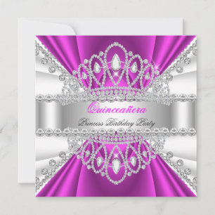 Quinceanera Princess Pink White Diamond Tiara Kaart