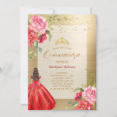 Quinceañera Princess Red Floral Kaart (Voorkant)