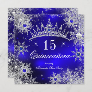 Quinceanera Princess Royal Blue Snowflake Tiara Kaart