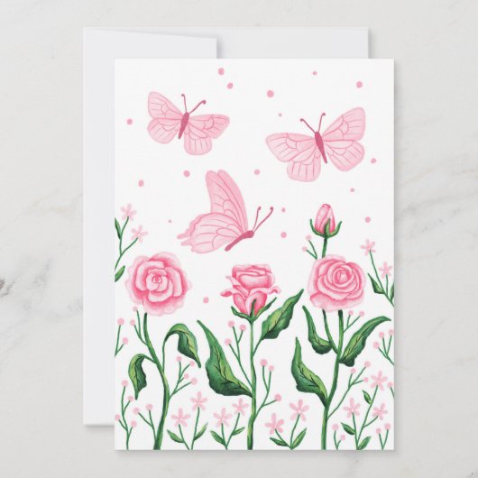 Quinceanera Princess Rozen Butterfly Blush Pink Kaart (Achterkant)