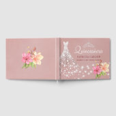 Quinceanera prinses diamanten jurk bloemenblush gastenboek (Volledig)
