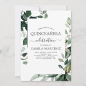 Quinceanera Printemps Botanique Vert Invitation (Devant)