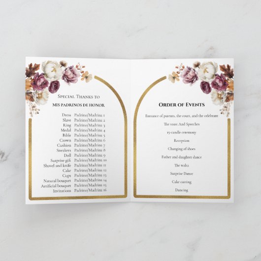 Quinceanera-programma's | Bourgondische Herfst Flo Programma (Binnen)