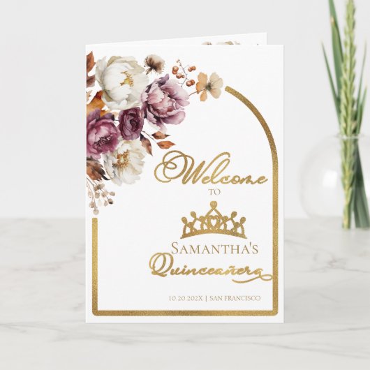 Quinceanera-programma's | Bourgondische Herfst Flo Programma (Voorkant)
