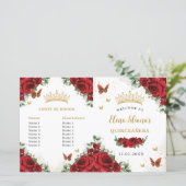 Quinceañera Programme des papillons rouges floraux (Debout devant)