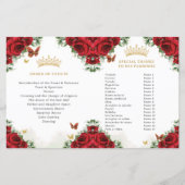 Quinceañera Programme des papillons rouges floraux (Dos)
