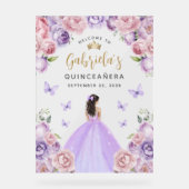 Quinceañera Purple Blush Gold Floral Bienvenue (Recto)