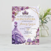 Quinceanera Purple Floral Invitation (Debout devant)