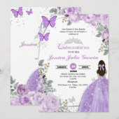 Quinceanera - Purple Lilac Invitation Florale (Devant / Derrière)