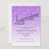 Quinceanera Purple Parties scintillant Invitation  (Devant)