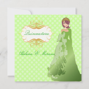 Quinceañera/Quince años princess/polka dots Kaart