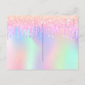Quinceanera rainbow glitter roze behalve de datum briefkaart (Achterkant)