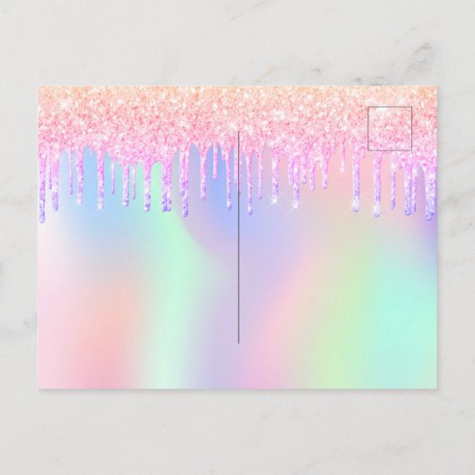 Quinceanera rainbow glitter roze behalve de datum briefkaart (Achterkant)