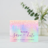 Quinceanera rainbow glitter roze behalve de datum briefkaart (Staand voorkant)