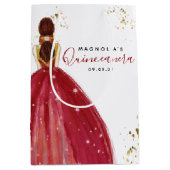 Quinceanera Red Dress Gold Glitter Medium Cadeauzakje (Voorkant)