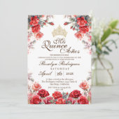 Quinceanera - Red Rose Gold Tiara Invitation (Debout devant)