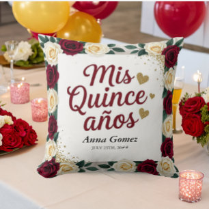 Quinceanera Red Rose Persoonlijk Mis Quince Anos Kussen