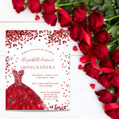 Quinceanera red white jurk budget uitnodiging flyer