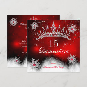 Quinceanera Regal Red Snowflake 15th Birthday Kaart