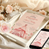 Quinceanera Robe Rose Argent Floral Invitation