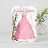 Quinceanera Robe Rose Herbes sauvages Invitation (Debout devant)
