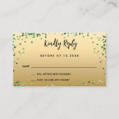 Quinceanera robe verte or RSVP carte (Devant)