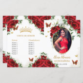 Quinceañera Rode Bloemen Vlinders Fotoprogramma (Voorkant / Achterkant)