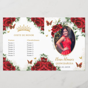 Quinceañera Rode Bloemen Vlinders Fotoprogramma