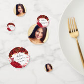 Quinceanera rode jurk bloemen wit foto confetti (Groep)