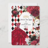 Quinceañera Rode Rozen Bloemen Alice in Wonderland Kaart (Achterkant)