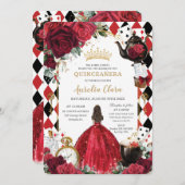 Quinceanera Rode Rozen Bloemen Alice in Wonderland Kaart (Voorkant / Achterkant)