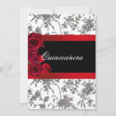 Quinceanera Rode Satijnen Rozen Zwart Witte Toile Kaart (Voorkant)