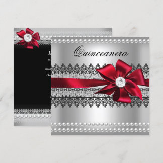 Quinceanera Rode strik zwarte parel kant diamant Kaart