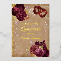 Quinceañera Rood Engels Rozen & Goud Rood Masker