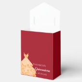 Quinceanera rood gouden jurk dank u bedankdoosjes (Geopend)