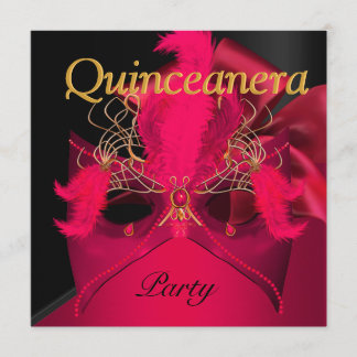 Quinceanera Rood Zwart Gouden Masker Masquerade Kaart